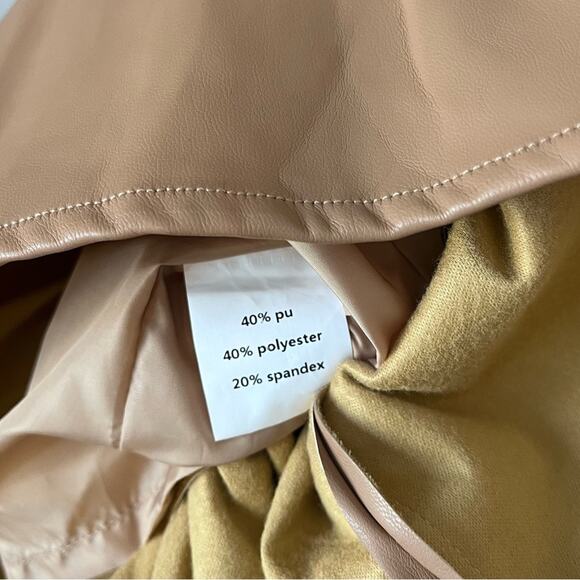 Olivia James The Label NEW Tinsley Faux Leather Tiered Ruffle Mini Dress Caramel - Picture 8 of 8